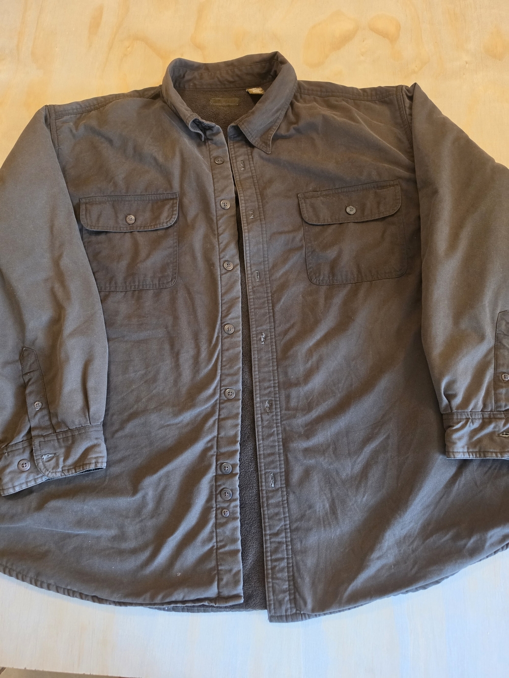 Unbranded Size 3XL Men's Fleece Lined Canvas Shirt Jacket Brown Shacket